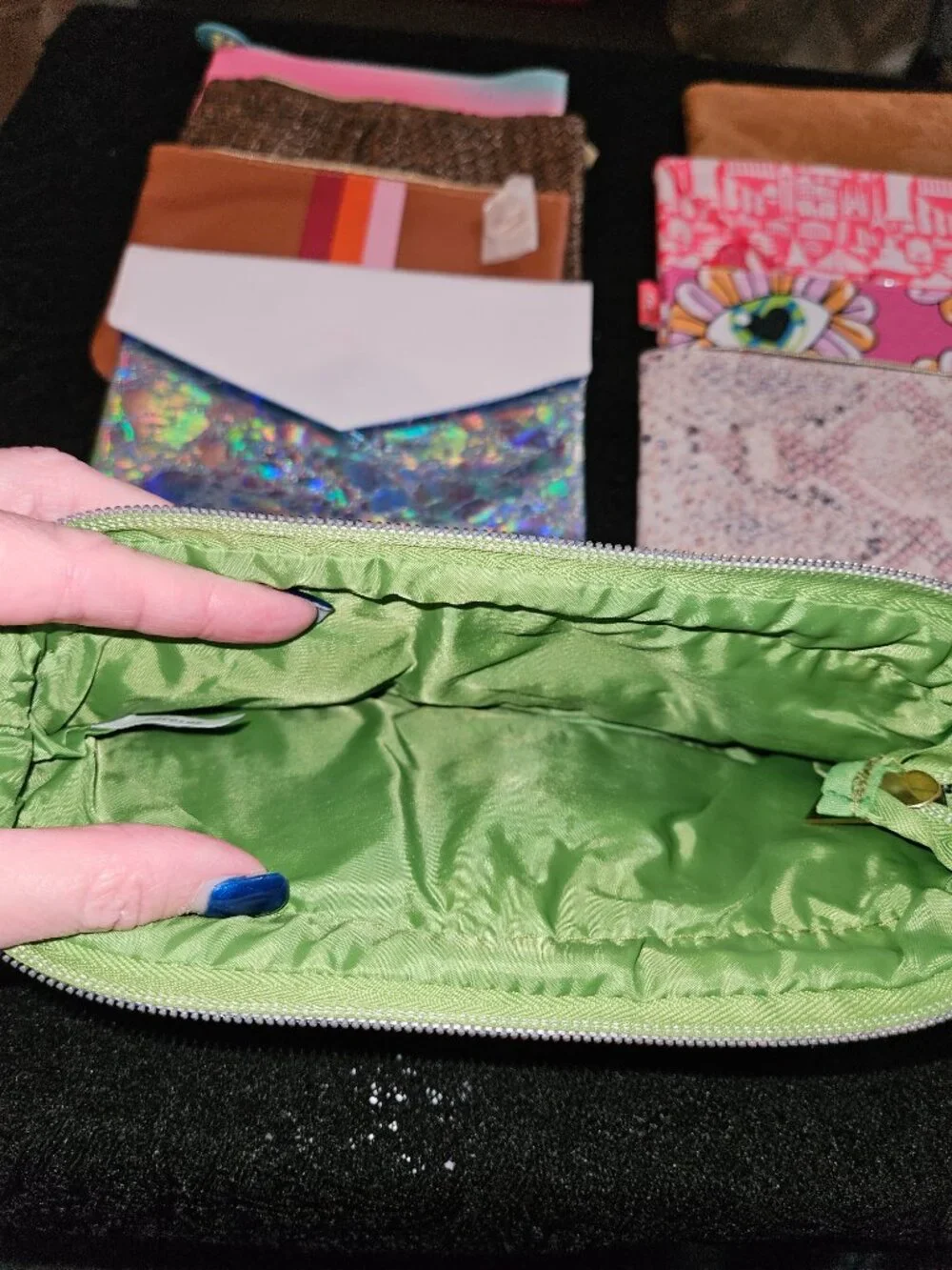 Bundle of 9 UNUSED Makeup Bags - Various Colors / Designs / Materials